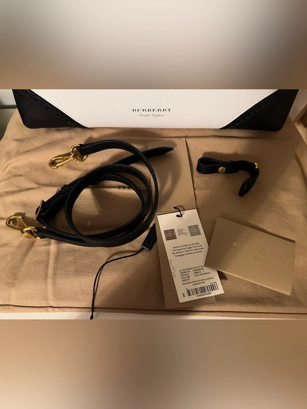 Burberry Black & White Leather Tote
